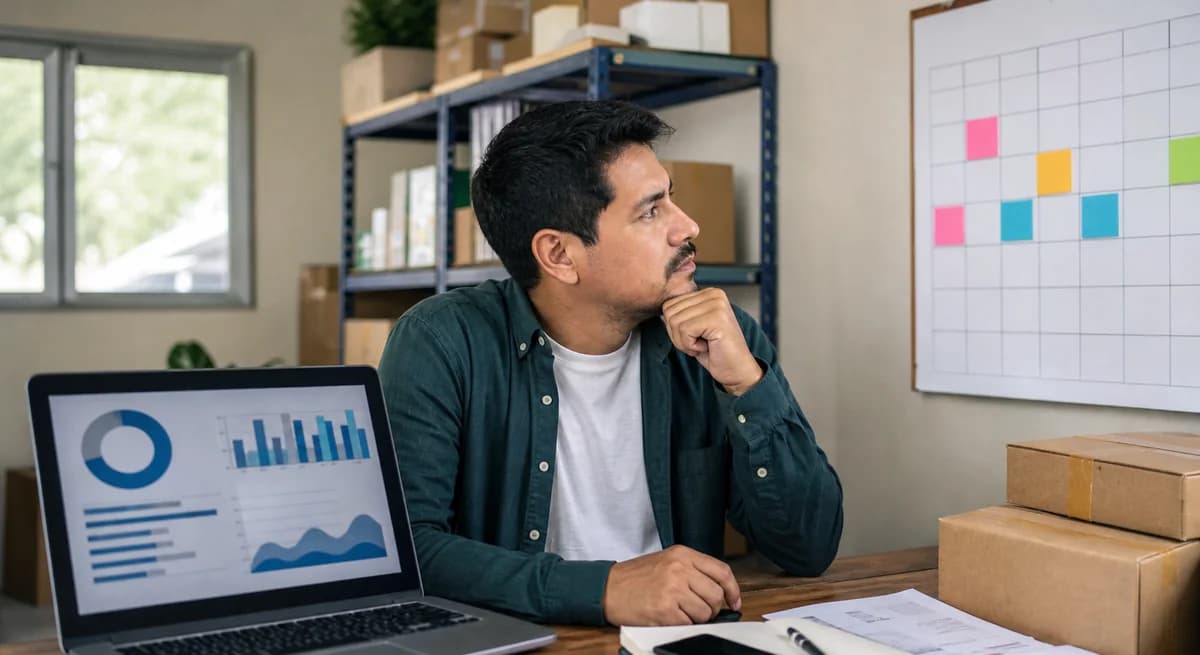 Dueño de tienda planificando el posicionamiento de su ecommerce a 90 días