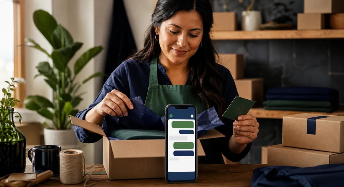 Vendedor preparando un pedido con cuidado como parte de una estrategia de recuperación y recompra de clientes
