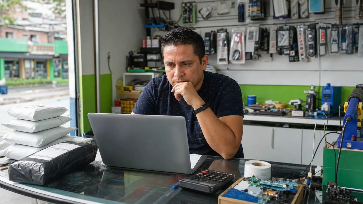 Vendedor revisando los costos y el margen de una venta en marketplace