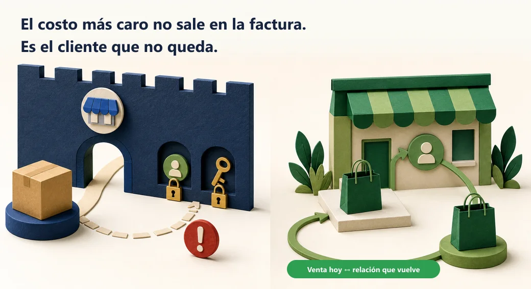 La venta del marketplace entrega el paquete pero retiene la relación; el canal propio conserva una ruta para que la compra vuelva