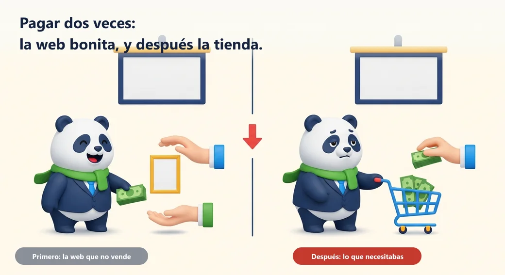 Pagar dos veces: primero la web bonita, después la tienda que sí vende