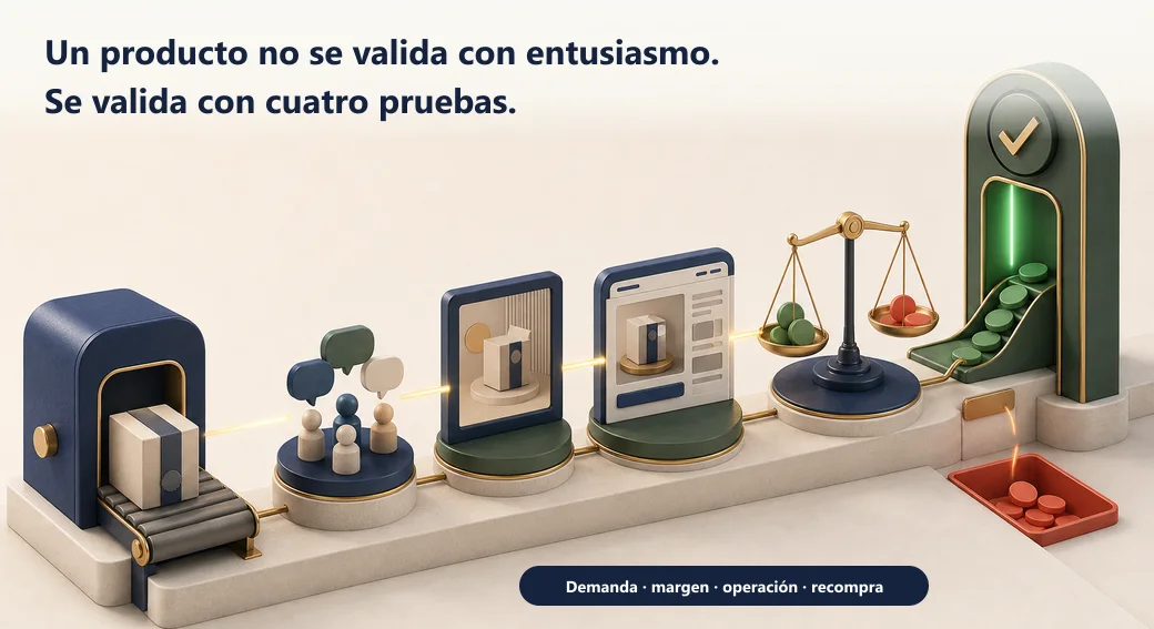 Un producto atraviesa cuatro pruebas de demanda, margen, operación y recompra antes de recibir luz verde para invertir