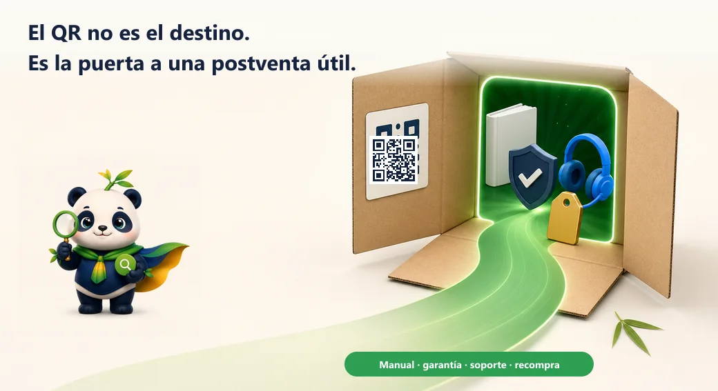 Mony muestra que el QR del empaque es una puerta hacia manual, garantía, soporte y recompra