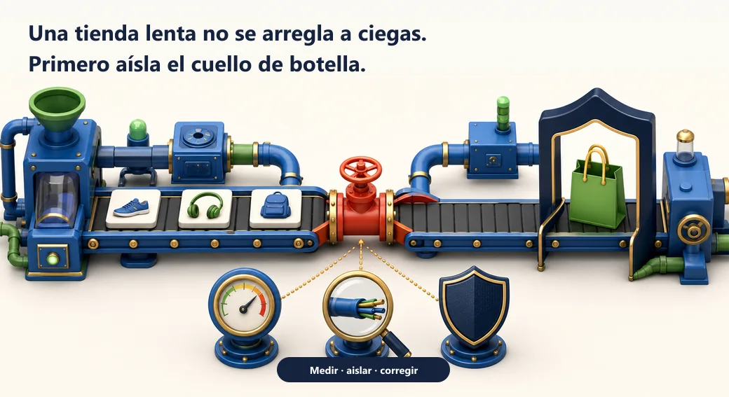 El diagnóstico aísla un solo cuello de botella rojo sin desmontar el resto del checkout que funciona
