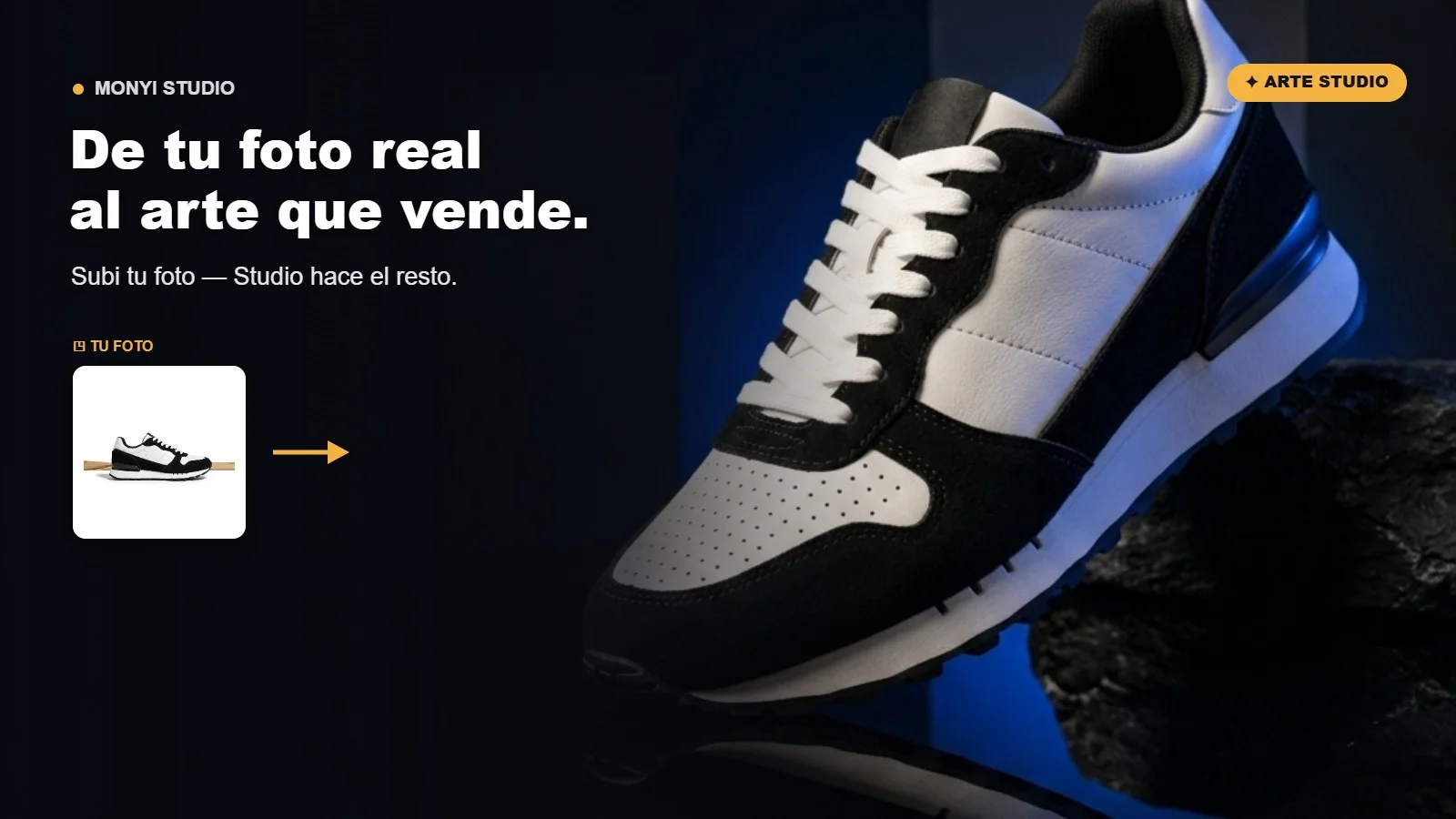 Monyi Studio: de tus fotos reales de producto al arte de campaña que vende, en minutos